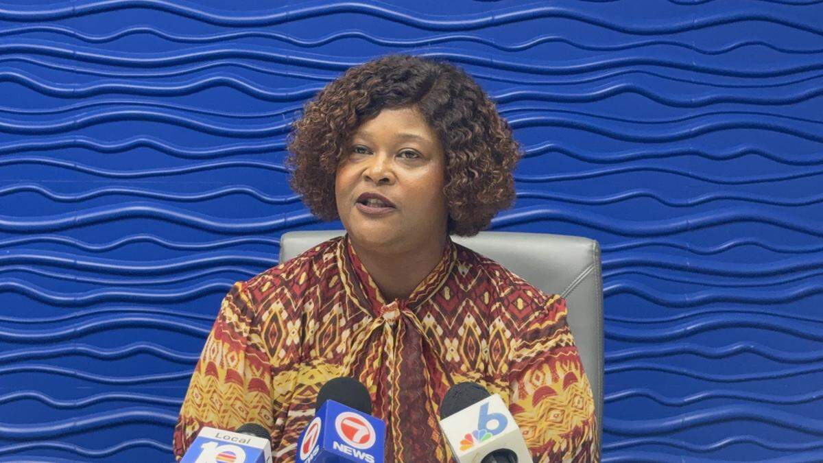 Katrina Touchstone, a commissioner at small Broward city West Park, addresses media at a press conference on Aug. 22. in Miami Lakes. Touchstone is suing the city, mayor, city clerk and city manager over improper conduct at city meetings, including adjourning improperly.
