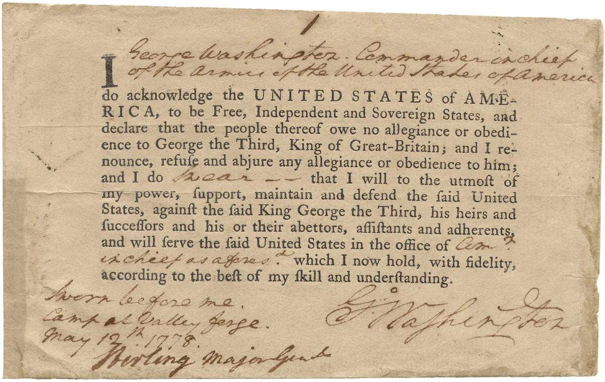 George Washington’s oath of allegiance