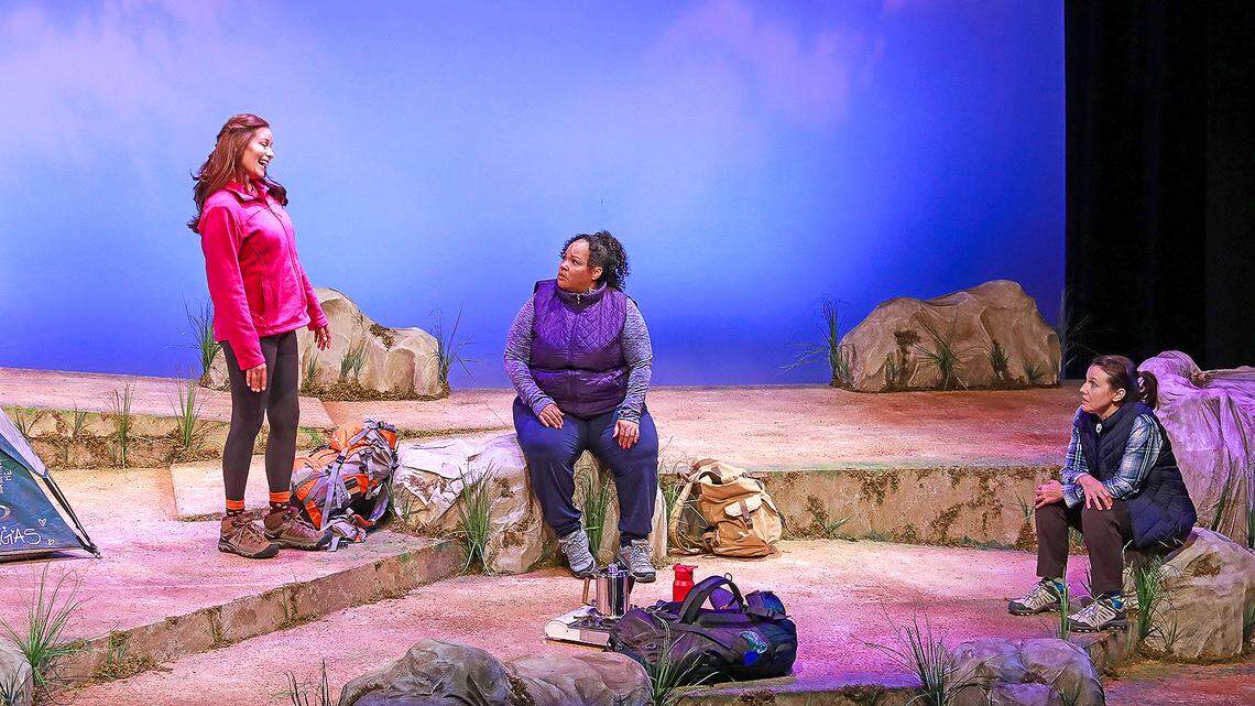 Anna Lise Jensen, Kareema Khouri and Elizabeth Price in “Step By Step” at Actors’ Playhouse at the Miracle Theatre in its U.S. premiere through Sunday, Aug. 10.