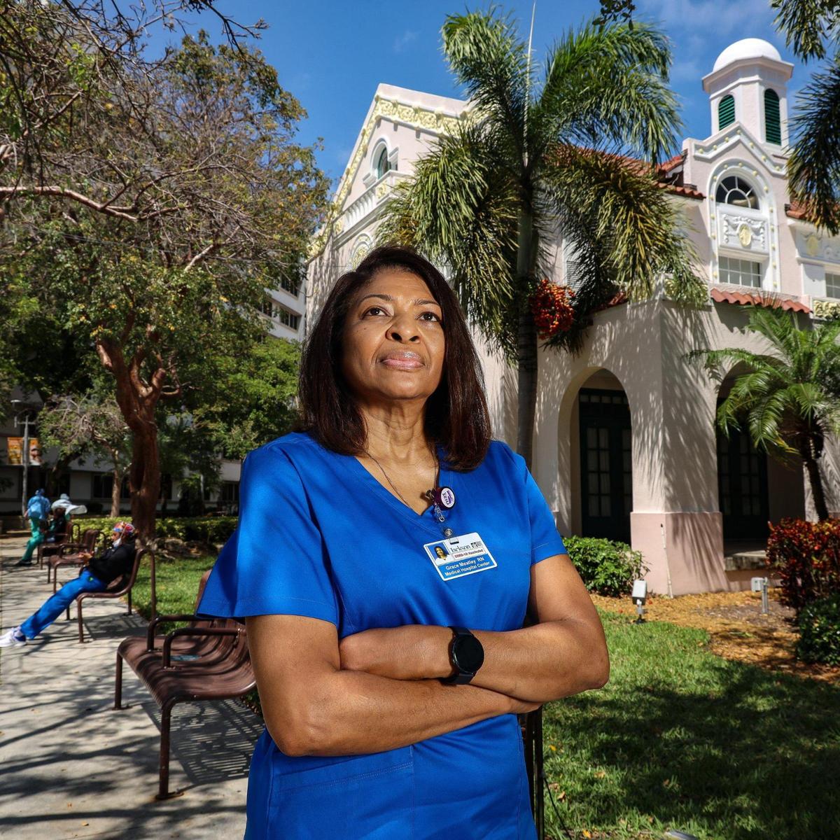 Grace Meatley, enfermera de la UCI del Jackson Memorial Hospital, trabajaba en la unidad principal de COVID con los pacientes más graves.