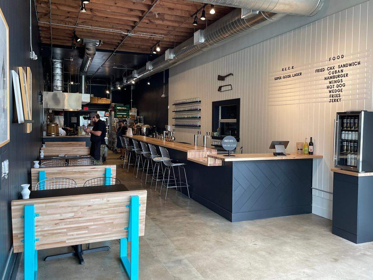 Inside Off Site, the new brew pub opened by the former owner of Boxelder Brewery and the founder of Taquiza Tacos.