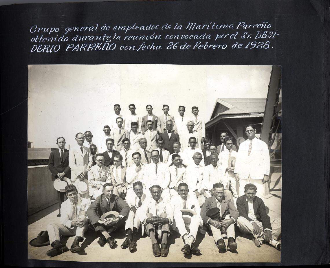Employees of La Maritima Parreño are shown in this February 1928 photo. Javier Garcia-Bengochea, a Jacksonville neurosurgeon, says his cousins, the Parreño family, owned 82.5 percent of the main port terminal and warehouse facilities in Santiago before the business was confiscated in 1960.