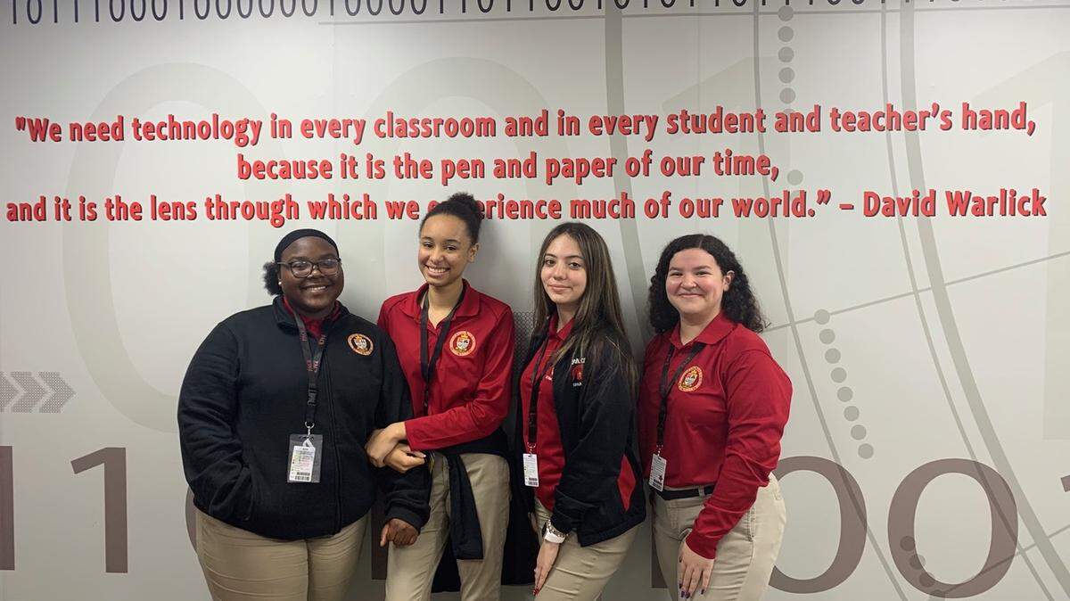 Select students from Monsignor Edward Pace High School’s Women in STEM Club recently participated in a mentoring program at Florida International University. The selected students, pictured above from left to right, include Dee-Toria Williams, Tamika Dolisca, Gabriela Cespedes and Diana Porras.