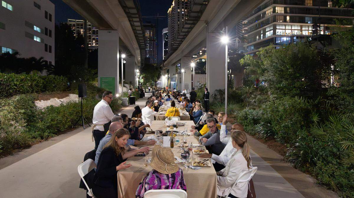 The first invitation-only version of The Longest Table at The Underline in Miami. Friday’s event is open to the public.