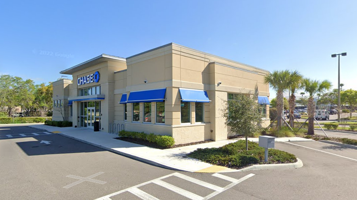 The robbed Chase Bank is located at 10755 Starkey Road in Pinellas County.