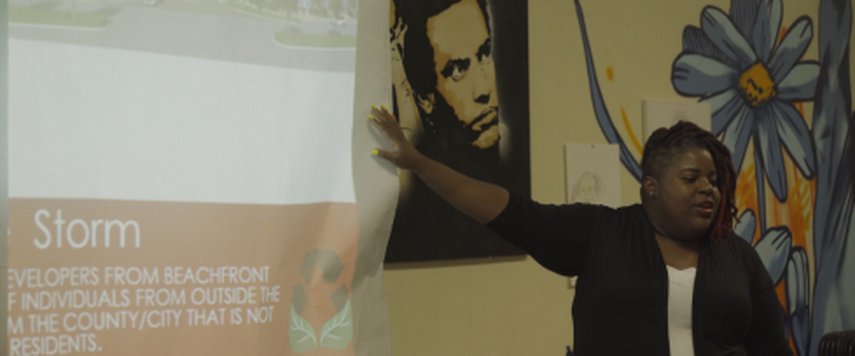 Valencia Gunder teaches about climate gentrification in the documentary “Razing Liberty Square.” Set to release January 29th on PBS, “Razing Liberty Square” explores how climate gentrification led to the redevelopment of the Liberty Square public housing project.