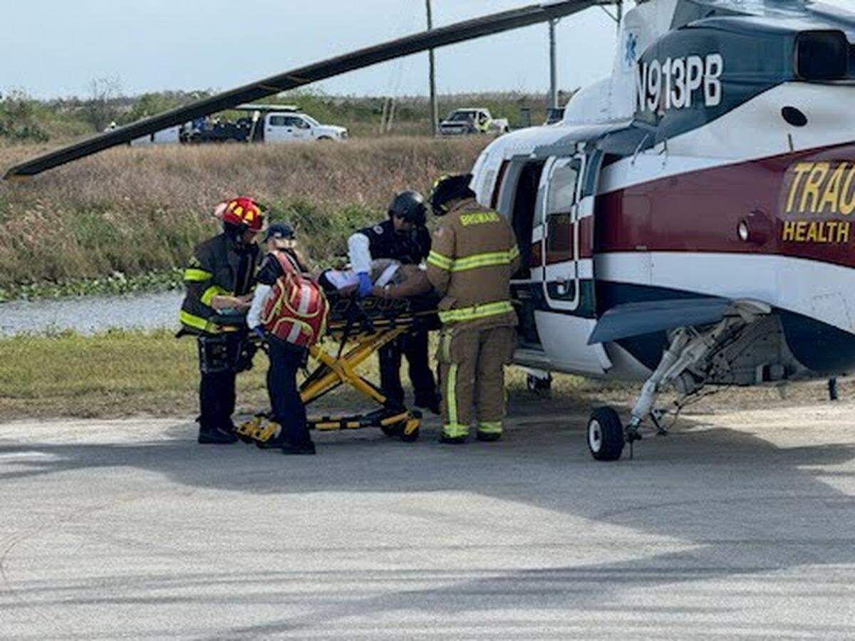 Two men were airlifted to the hospital after the crane they were on collapsed at Holey Land Wildlife Management Area in South Florida on Tuesday, Jan. 23, 2023.