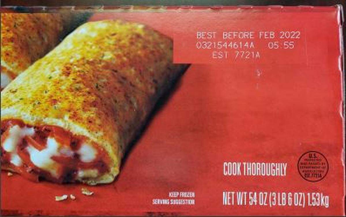 Where you’ll find the lot number and expiration date on the recalled Hot Pockets.