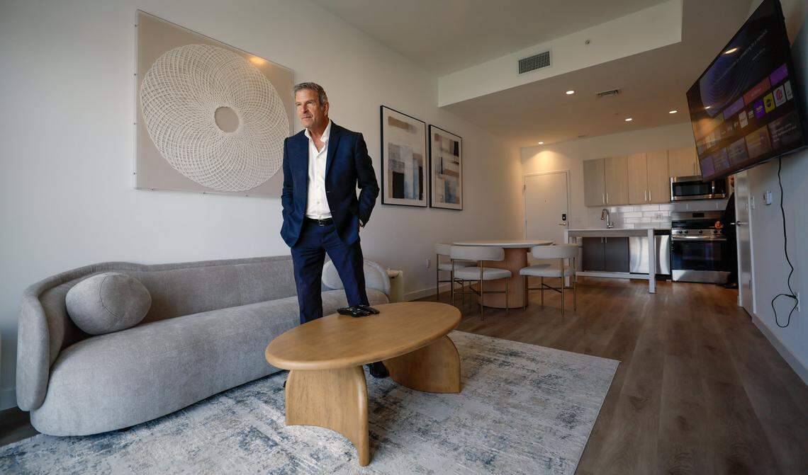 Nir Shoshani, principal at NR Investments, inside one of the apartment units at the new OMNI District tower UNI at 1642 NE First Ave, in Miami, Florida, on Tuesday, March 31, 2026. The apartments are 100 percent affordable for workforce housing developed with subsidies from the Omni CRA. Shoshani uses a nontraditional model for affordable housing and is breaking ground on a similar tower nearby and has a deal with the city for a third on Calle Ocho