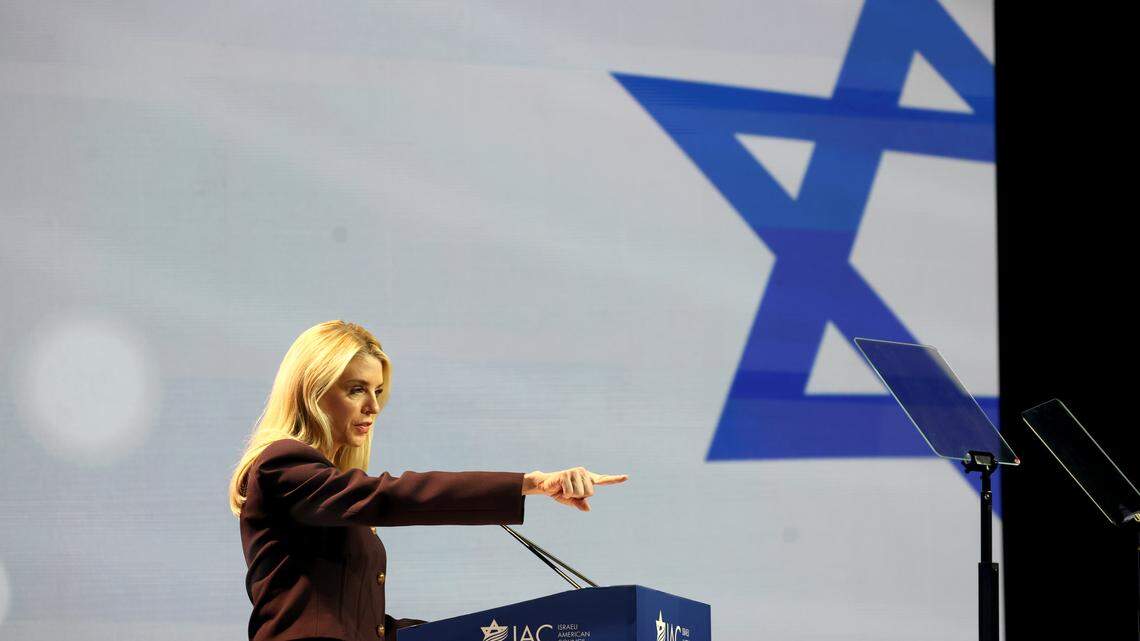 Attorney General Pam Bondi speaks during the 2026 Israeli-American Council (IAC) National Summit at the Diplomat Beach Resort Hollywood on Friday January 16, 2026. (Mike Stocker/South Florida Sun Sentinel) Attorney General Pam Bondi speaks during the 2026 Israeli-American Council (IAC) National Summit at the Diplomat Beach Resort Hollywood on Friday January 16, 2026. (Mike Stocker/South Florida Sun Sentinel)