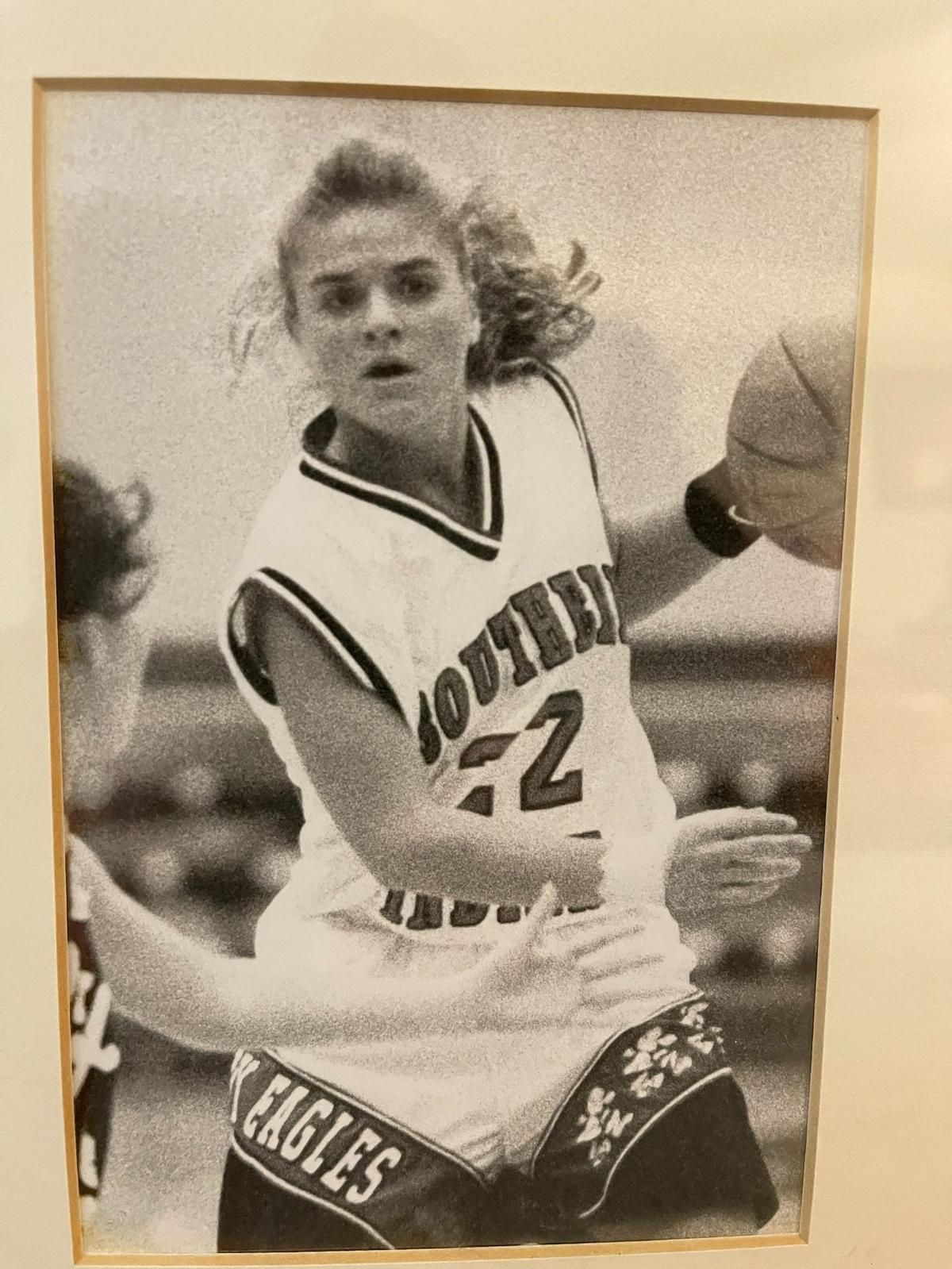 Former Southern Indiana standout LeAnn Freeland, now the head coach of the NSU women’s basketball team, seen here playing for her college alma mater in 1995.