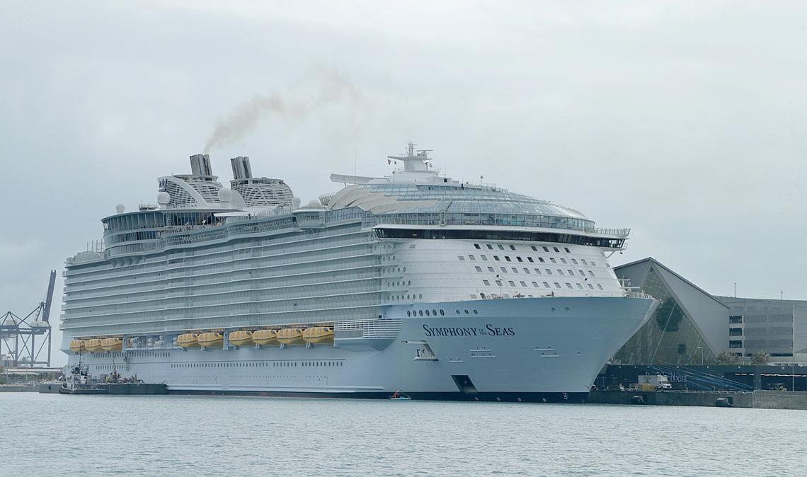 Royal Caribbean Cruises’ Symphony Of The Seas ship is docked at Port of Miami. Royal Caribbean as all the cruise lines are getting ready to comply with a new sulfur cap on emissions that starts in 2020. on Saturday, January 26, 2019.