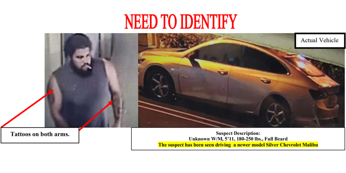 Detectives are seeking help to identify a man who they say sexually assaulted an 80-year-old woman in the area of Little Havana and Flagami in the early morning of Feb. 27, 2022, according to the Miami Police Department. The suspect, who fled in a newer model silver Chevy Malibu, is a 5 feet, 11 inches tall white man in his 30s, and has short brown curly hair, a full beard and tattoos on both arms, cops said.&nbsp;