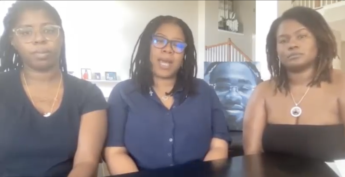 From left to right: Sisters Cindy Amilcar, Tahisha Amilcar and Dulene Amilcar talk about losing their brother Dumas Cherizol-Amilcar. Police are seeking for information in the March 2022 double murder of Cherizol-Amilcar and his friend Brent Hart.