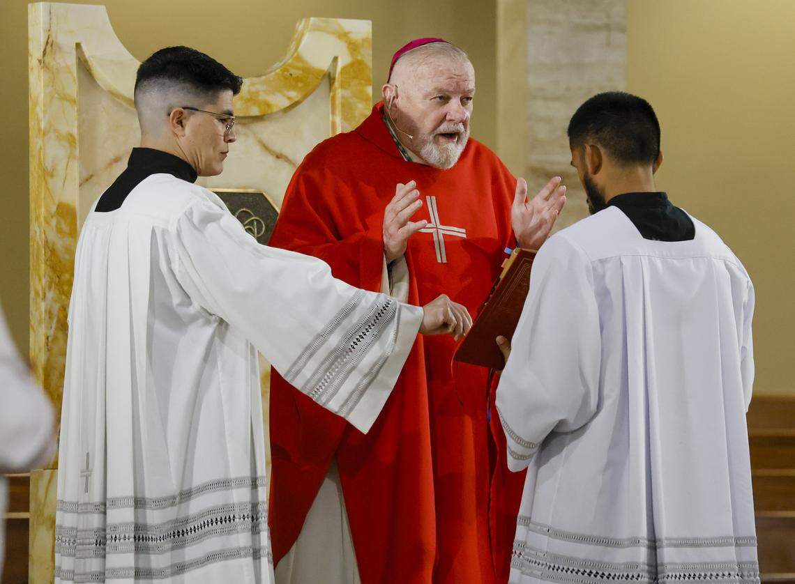 Archbishop Thomas Wenski presides over Good Friday of the Lord’s Passion at St. Mary Cathedral on Friday, April 3, 2026, in Miami.