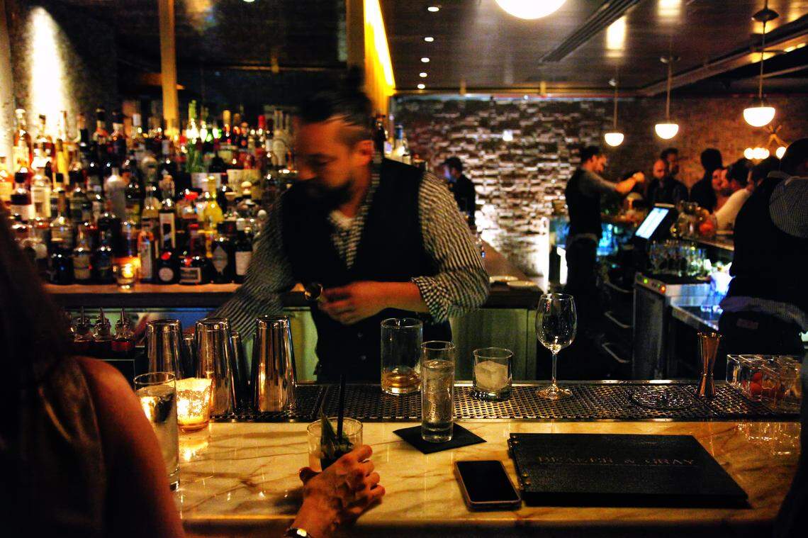 The bar at Beaker & Gray, one of the restaurants that has seen a drop in business due to coronavirus fears.