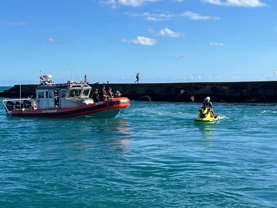 Miami-Dade Fire Rescue and the U.S. Coast Guard saved a pelican entangled in fishing line near Haulover Inlet on Jan. 6, 2026. After the line was removed, the bird flew away.