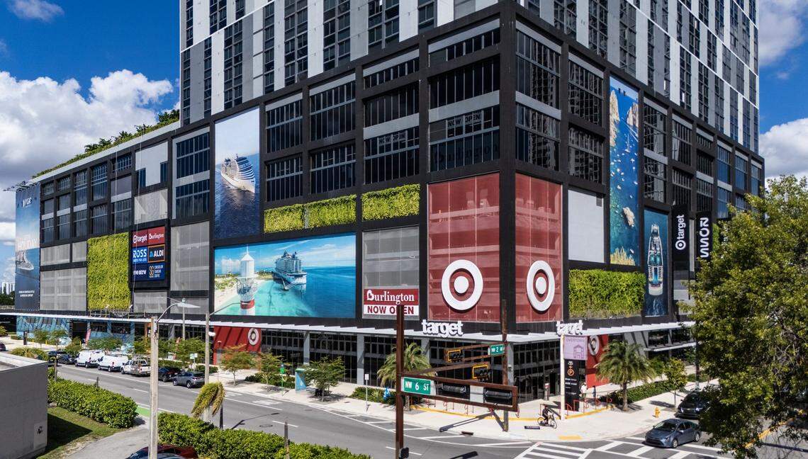 An aeriel views of Block 55 at Sawyer's Walk is a 1,400,000 square foot mixed-use retail space, corporate office's and affordable apartment units located at 249 NW 6th Street in the historic Overtown area of Miami, FL, on Wednesday, October 15, 2025.