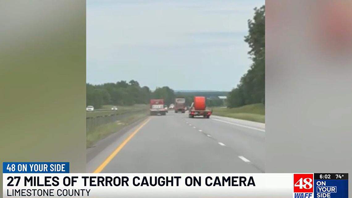 A video shared to WAFF by a witness shows the tractor-trailer, driven by McAdams, traveling quickly down I-65 in Limestone County, Alabama, before colliding with an SUV.