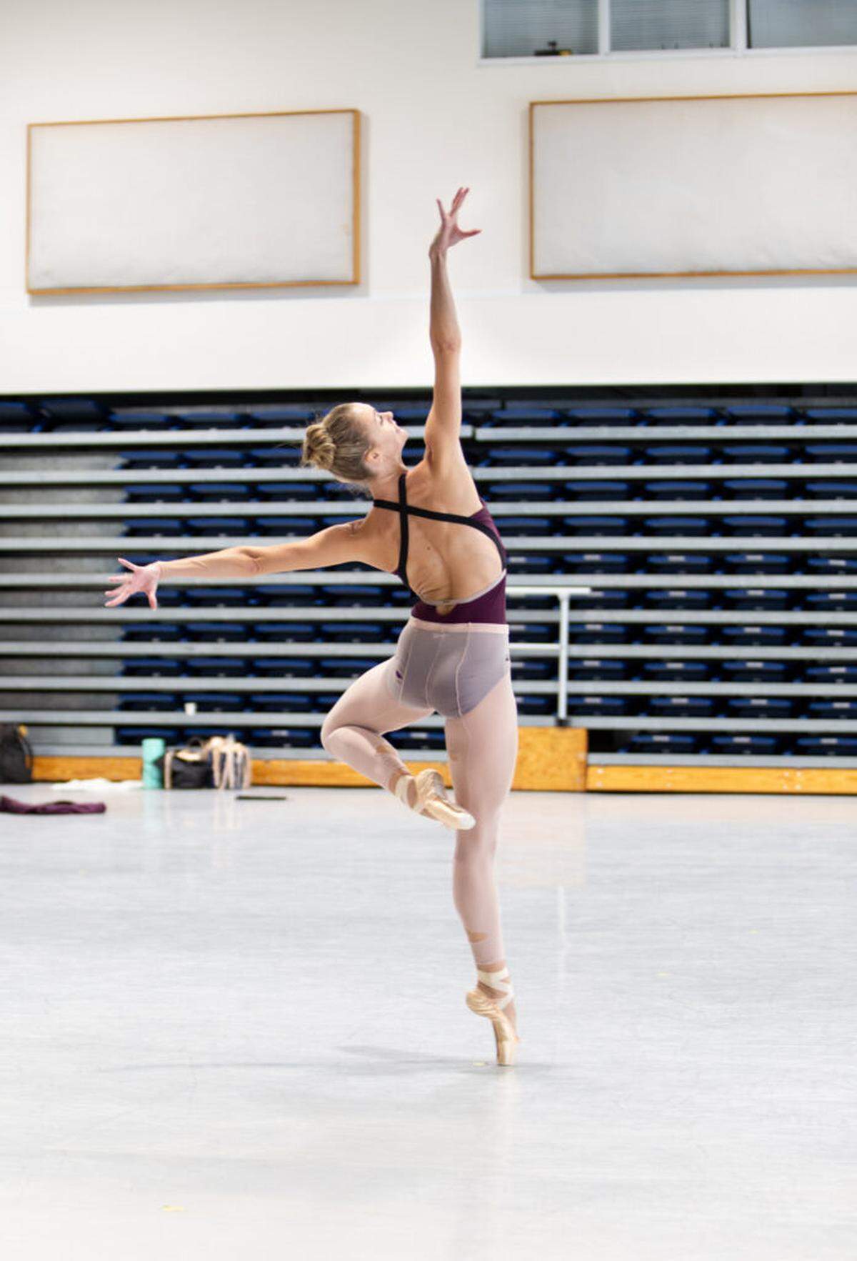 Hannah Fischer rehearsing “Following the Subtle Current Upstream.” Choreography by Alonzo King.