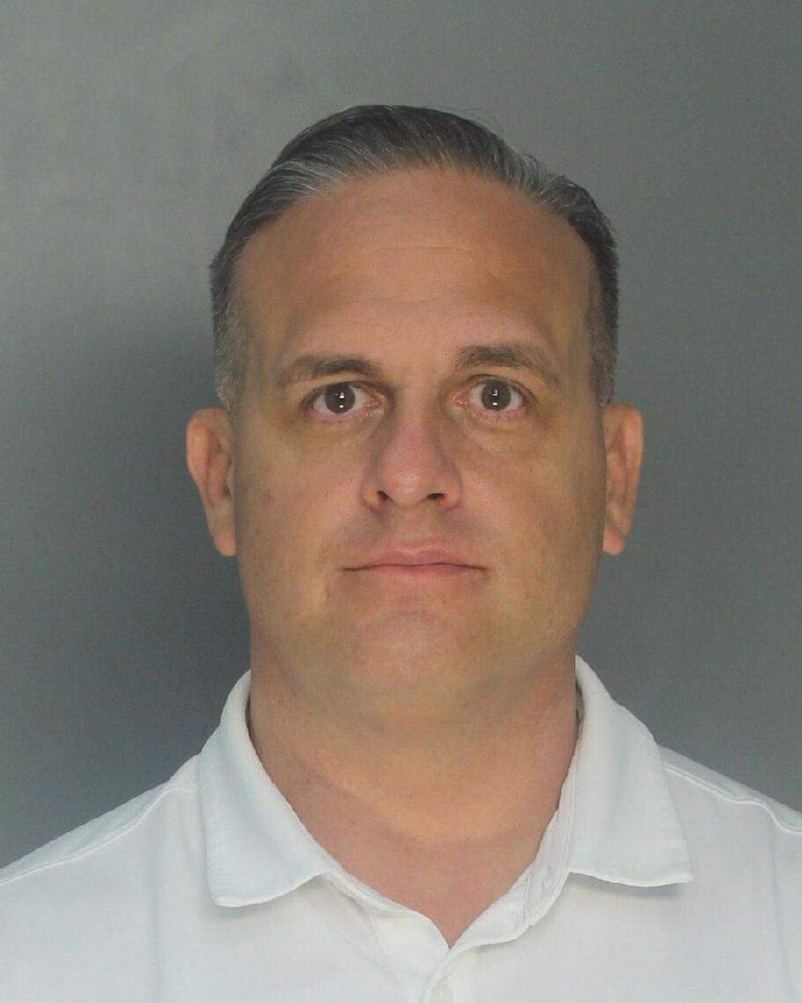 Former state senator Frank Artiles, who is facing felony campaign finance-related charges, in a booking photo at Turner Guilford Knight Correctional Center in Miami.