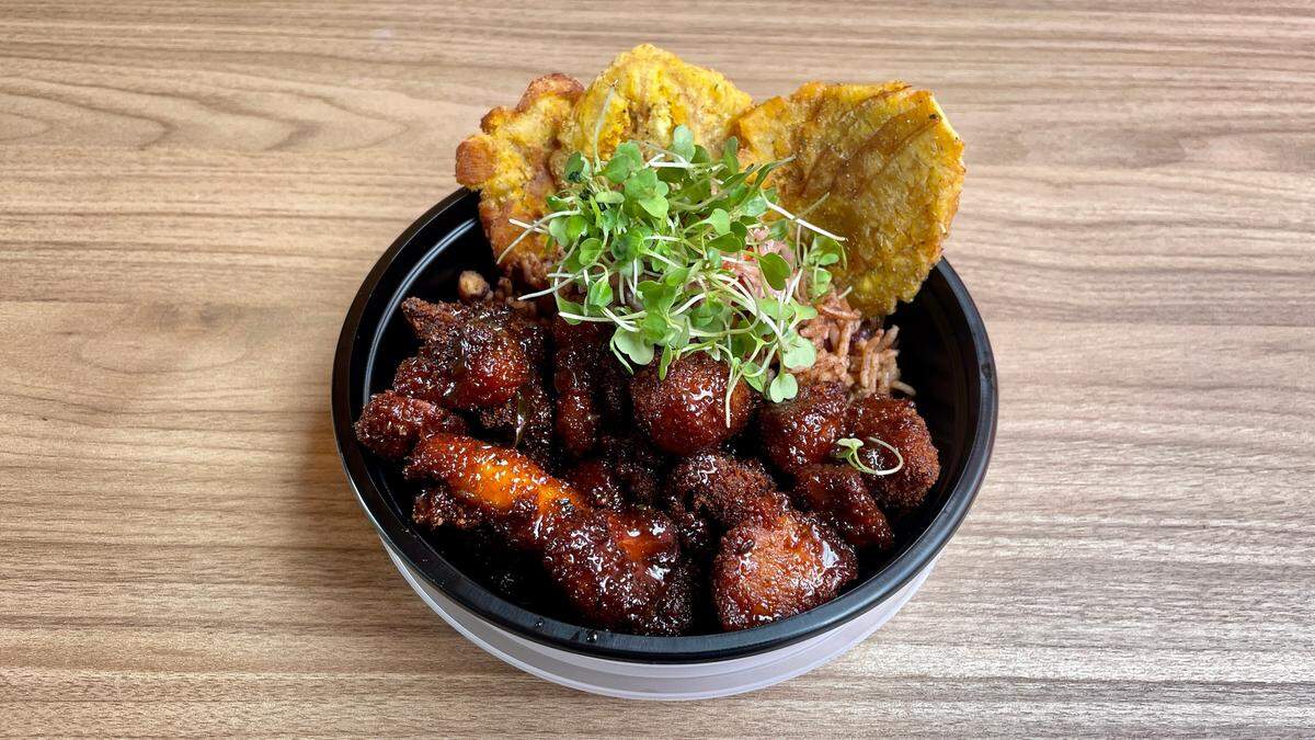 Jerk chicken bowl at Manjay in Wynwood