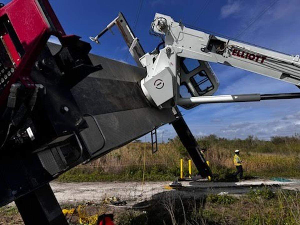 Two men were airlifted to the hospital after the crane they were on collapsed at Holey Land Wildlife Management Area in South Florida on Tuesday, Jan. 23, 2023.