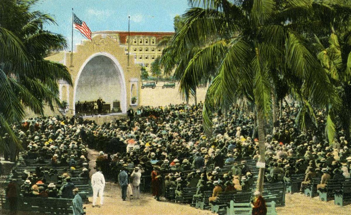 William Jennings Bryan leads a Sunday school class in a Miami park in 1923.