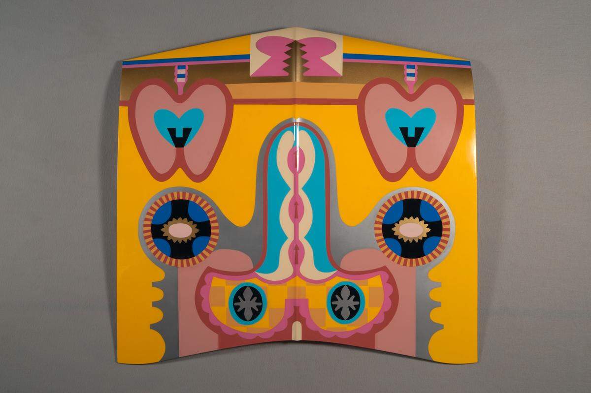 Judy Chicago, Bigamy Hood, 1965, 2011. Sprayed automotive lacquer on car hood.