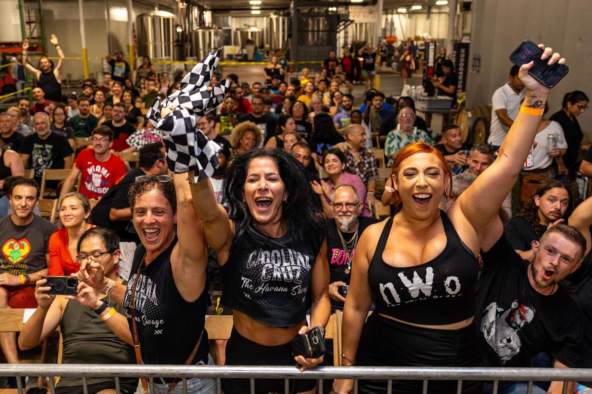 Wrestling fans at the Bash at the Brew hosted by Coastal Championship Wrestling at Unbranded Brewing Co.
