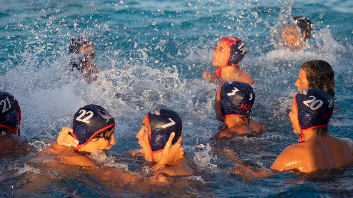 MAST players celebrate their win after the GMAC boys water polo finals against Columbus on Wednesday, March 20, 2024, at MAST Academy on Virginia Key.