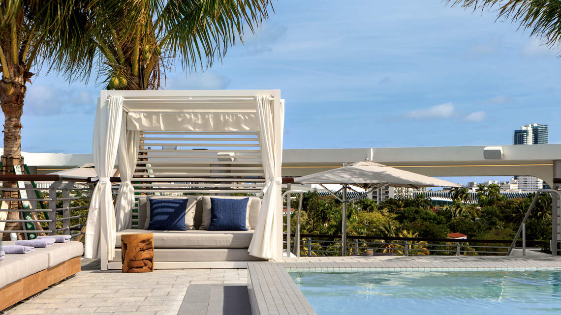 This new hotel that just opened in Miami Beach has a two-tier rooftop bar and pool