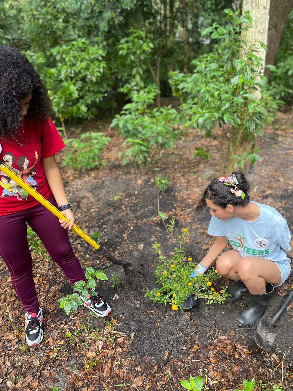 Students in the Eco-teers program in Broward County take part in a meadow planting project at Flamingo Gardens in Davie. The program, which is supported by the Community Foundation of Broward County, educates teens about climate change and connects them with environmental projects that make the community more resilient.