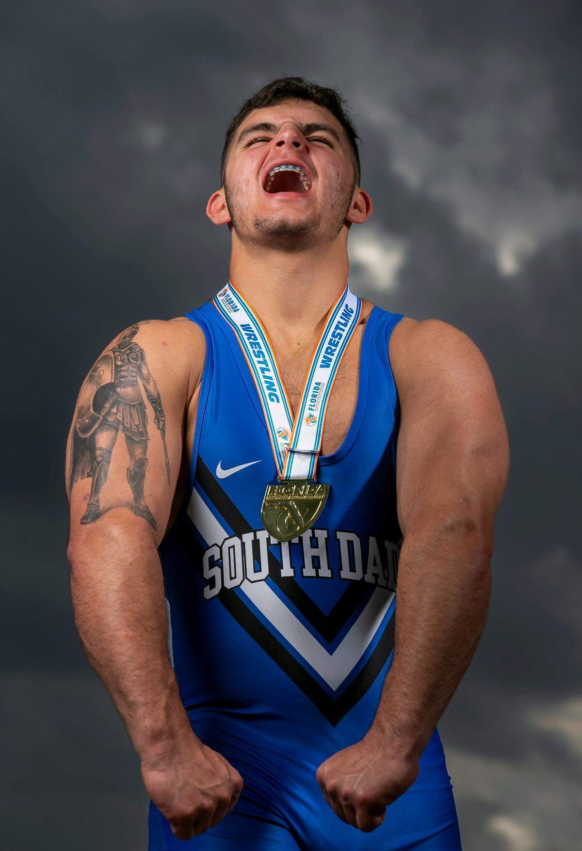 Dade Wrestling Player of the Year Sawyer Bartelt, from South Dade Senior High School, is photographed at A.D. Barnes Park in Miami, Florida on Thursday, March 17, 2022.