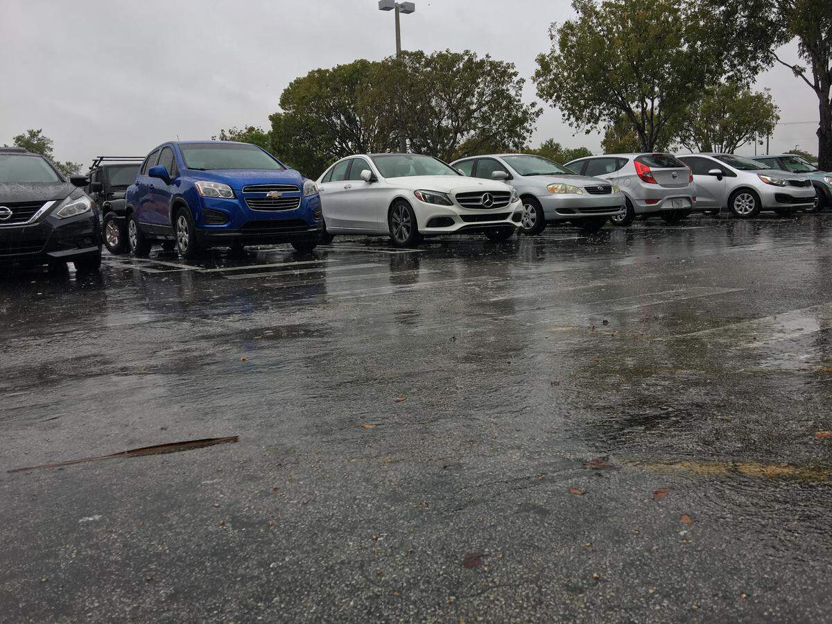 This is a parking lot in the rain in Doral, Florida on March 19, 2019. But it could also be Florida’s Turnpike or Interstate 95 or the Palmetto at any point during the day as rain chance is 100 percent, according to the National Weather Service. And we all know what rain does to traffic flow. It doesn’t go.
