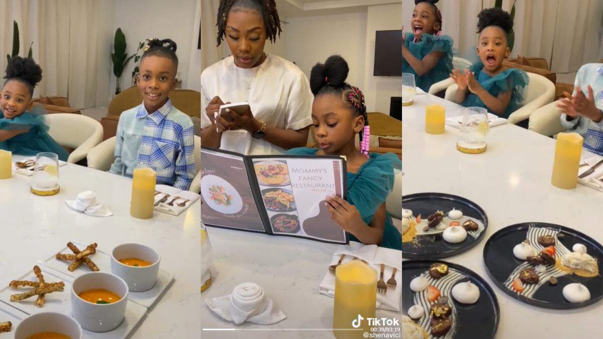 From golden silverware and candles to filet mignon, this TikTok mom pulls out all the stops.