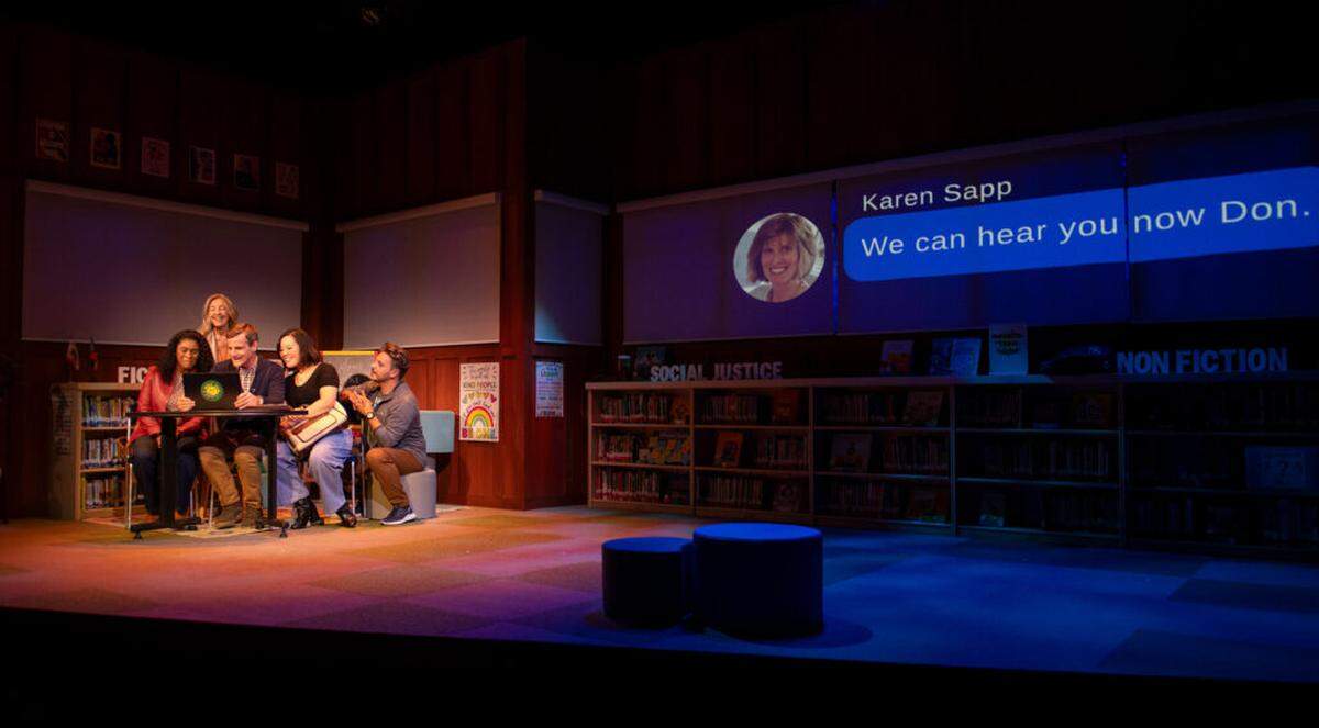 Steven Covey’s projection design shines in GableStage’s production of “Eureka Day.”