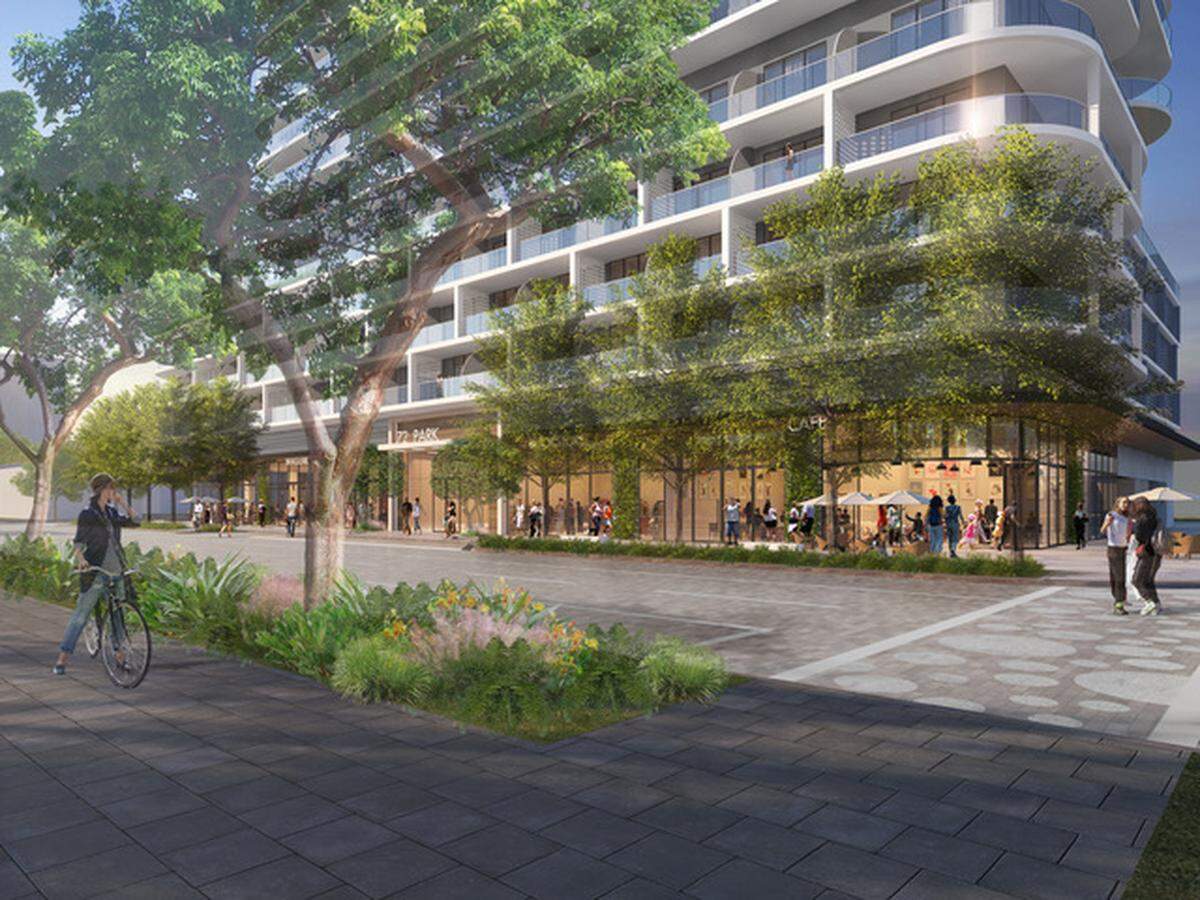 An architectural rendering of a proposed 22-story residential tower to be developed by Russell W. Galbut, founder of Crescent Heights, and Matis N. Cohen, managing principal of Kahunah Properties, in the Town Center at Miami Beach’s North Beach section.