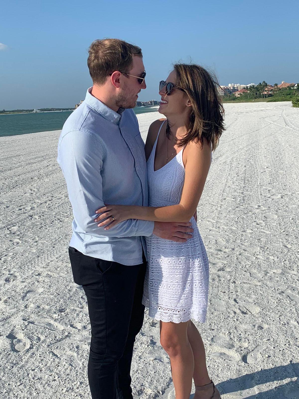 Luke Guthrie and Mallie Lesniewski were officially married in a small ceremony last year in Marco Island. Their long-planned wedding celebration in his native England was scheduled for March 28 but postponed because of the coronavirus pandemic. Travel bans will now keep them apart indefinitely; she’s in Miami, he’s in England.