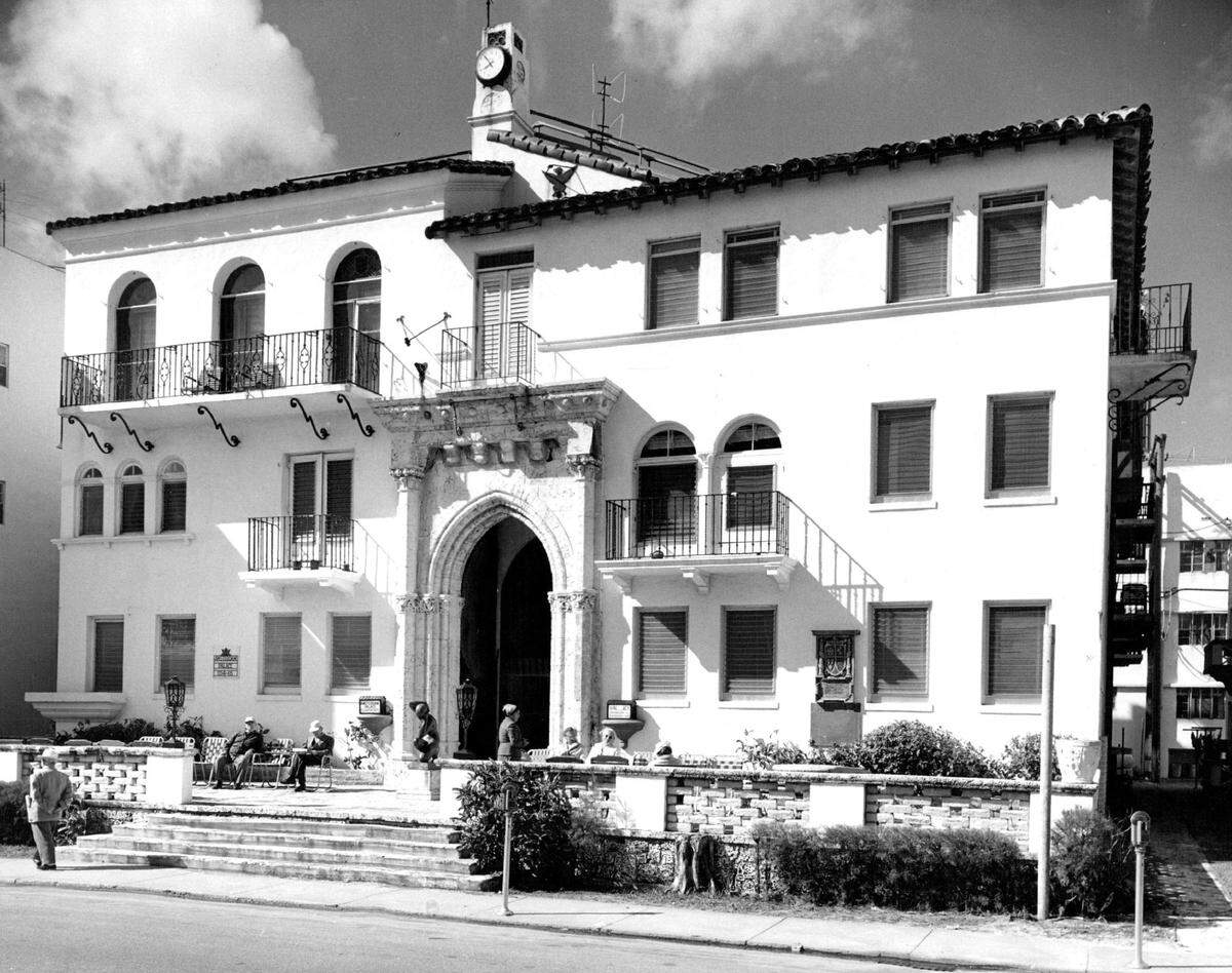 Boom Day Landmark, the Amsterdam Palace Apartments at 116 Ocean Dr. Miami Beach, has been purchased by Abe Otchett, veteran hotel and apartment house operator, and Mrs. Otchett for $160,000. Larry Frideman heads the group who sold the property. The 23-unit apartment house was built in the twenties by John D. Rockefeller’s secretary and modeled after Christopher Columbus’ Alcazar house. Fred Schneider and Co . sold it.