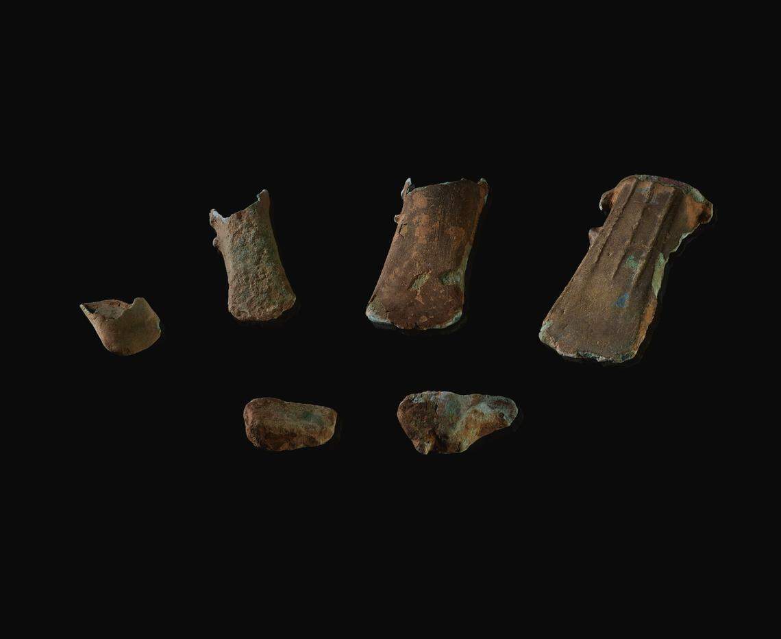 The axes and other tools found in the field.