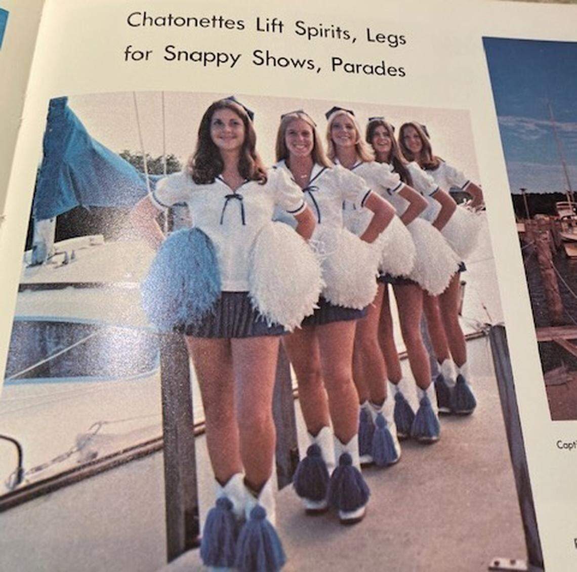 Valerie Lundeen (middle) was a Chatonette in her senior year at Miami Palmetto Senior High School in 1974. The Chantonettes were a performance group that was part of the marching band that marched, drilled, danced and performed kick routines.