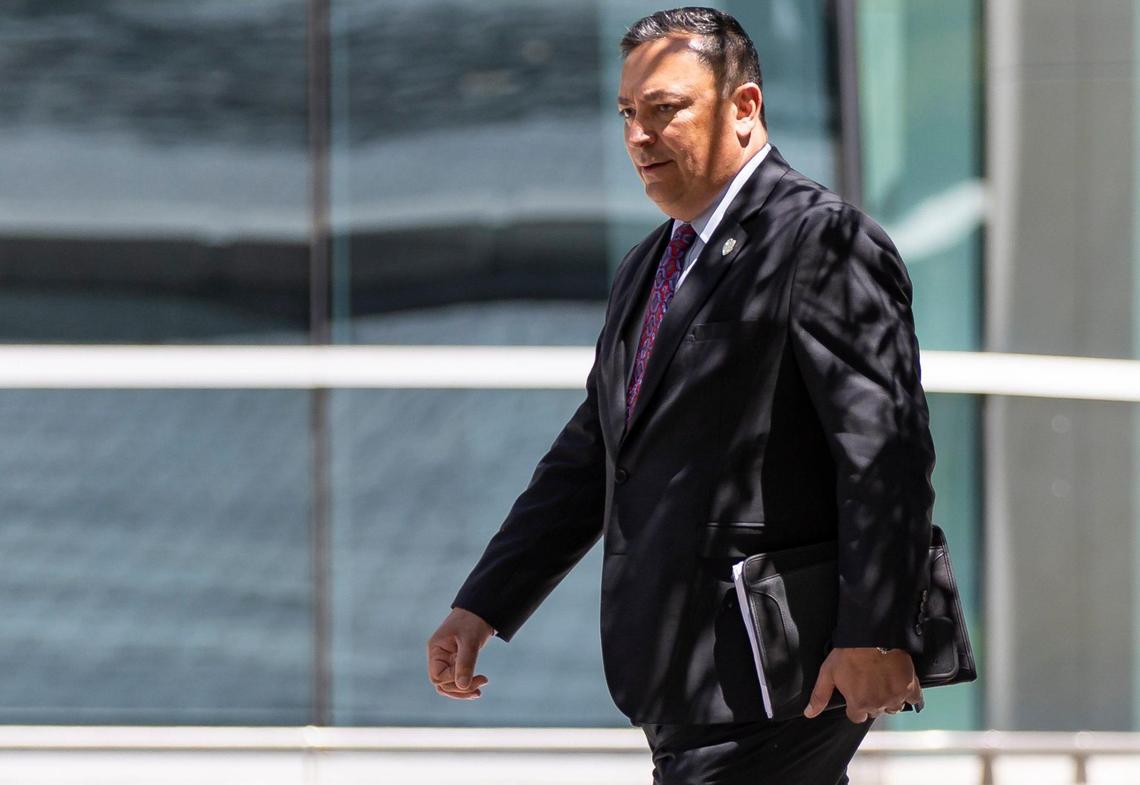 Former Miami Police Chief Art Acevedo leaves court on Tuesday in Miami.