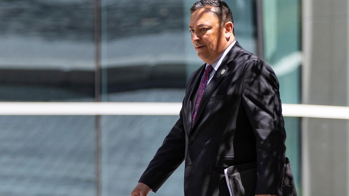 Former Miami Police Chief Art Acevedo leaves court on Tuesday in Miami.
