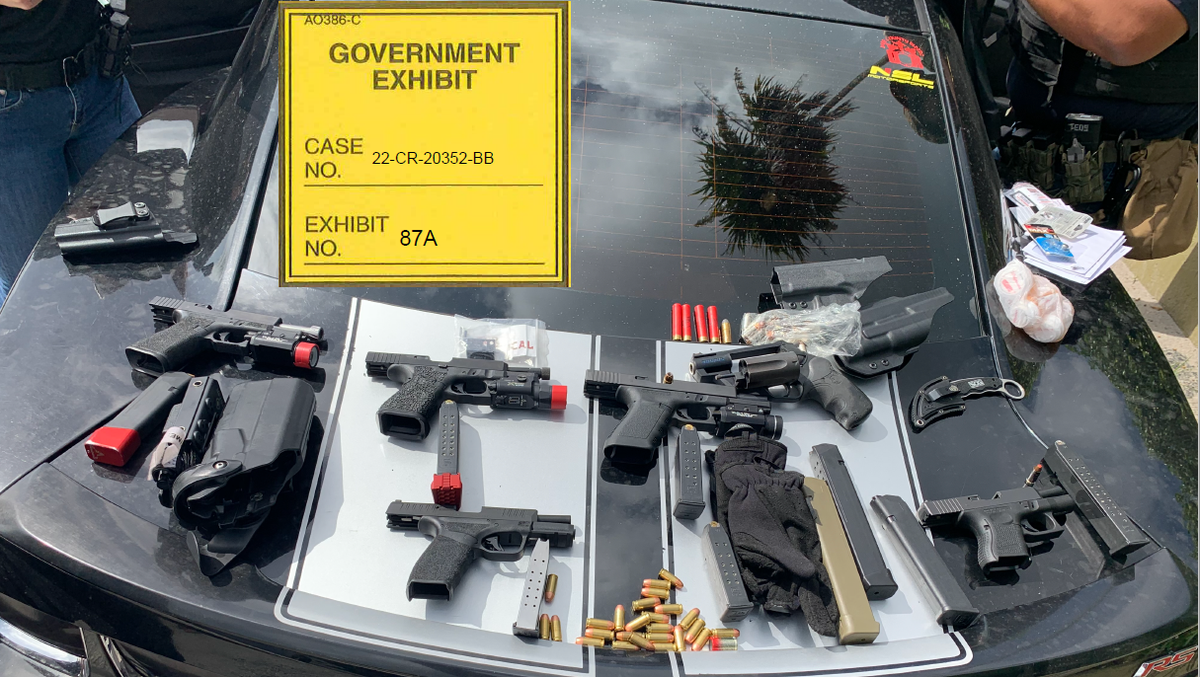Another government exhibit photo of the guns sold by illegally sold by Miami’s Johnny Battle.