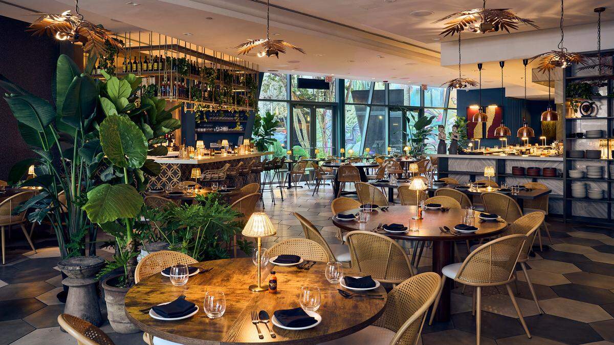 The main dining room at Wayan in Wynwood.