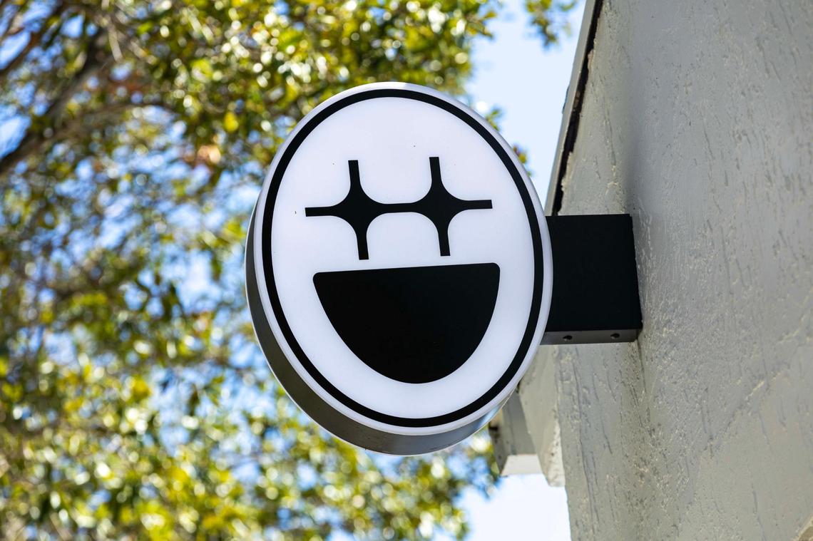 A BIGFACE BRAND blade sign hangs outside the BIGFACE coffee shop on Dec. 19, 2024, in Miami, Fla.