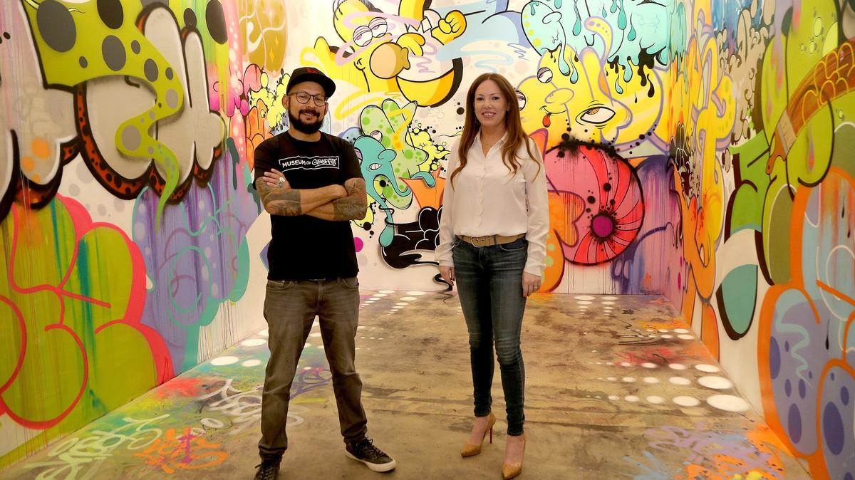 Alan Ket and Allison Freidin, Museum of Graffiti founders, opening in Wynwood during Art Week 2019.
