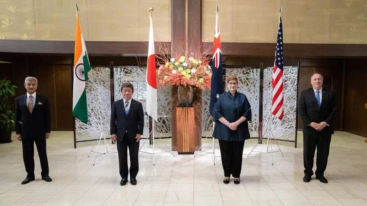 On Oct. 6, representatives of “The Quad” — Indian Foreign Minister Subrahmanyam Jaishankar, Japan’s Foreign Minister Toshimitsu Motegi, Australia’s Foreign Minister Marise Payne and U.S. Secretary of State Mike Pompeo — attend a meeting in Tokyo, Japan.
