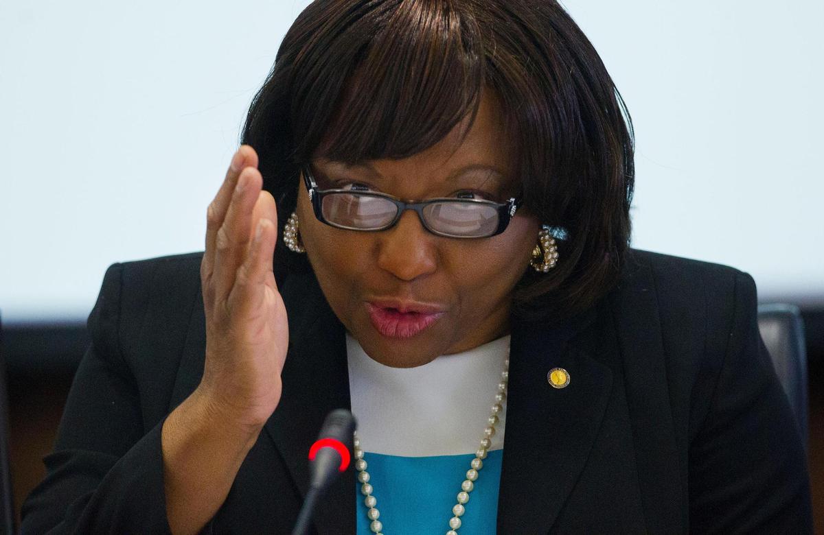 Dr. Carissa F. Etienne, director, Pan America Health Organization (PAHO) at the World Health Organization (WHO) speaks during the announcement that Cuba is world’s first country to receive validation of having eliminated mother-to-child transmission of HIV and Syphilis, Tuesday, June 30, 2015, at Pan American Health Organization/World Health Organization (PAHO/WHO) headquarters in Washington. (AP Photo/Pablo Martinez Monsivais)